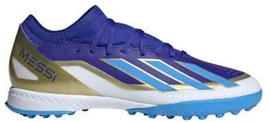 adidas Unisex Zapatilla de fútbol X Crazyfast Messi League moqueta, Lucid Blue/Blue Burst/Cloud White, 45 1/3