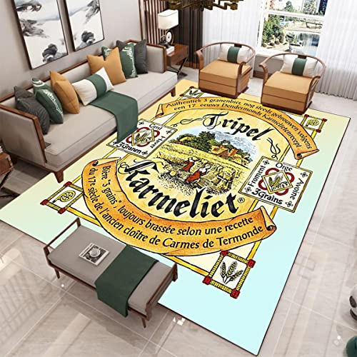 bailongma Marque de bière imprimé Flanelle Tapis Doux Belgique Tapis drôle Bar Club Décor Non dérapant Tapis de Sol D720 140×200CM