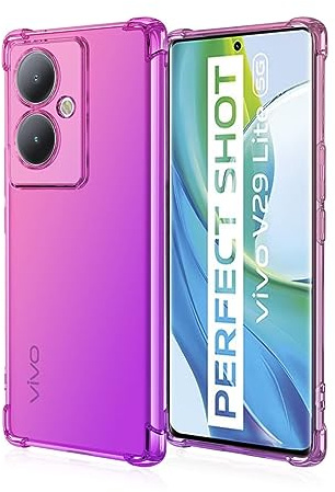 HONLEN Funda para Vivo V29 Lite 5G / Vivo Y78+ Carcasa, (6.78 Inches) Gradiente Transparente TPU Silicona Case, Protección de Esquina Mejorada Cover Rosado Morado