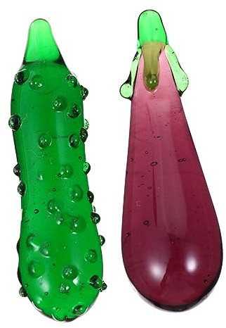 Warmhm 2stücke Glas Gemüse Dekoration Teiliges Modell Aubergine Gurke Für Realistische Wohnraumgestaltung Für Fotografie Und Kreative Projekte Für Künstler Und Dekorationsliebhaber