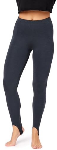Bellivalini Damen Thermo Leggings Gefüttert mit Fußschlaufe für Winter Warme Apre Ski BLV50-321 (Graphite, XXL)