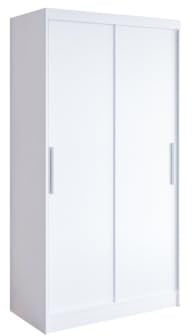 Easy4You K1 100 cm Weiß Schiebetüren Kleiderschrank 100x200x58 cm Schlafzimmermöbel, Aufbewahrung - Mehrzweckschrank - Farbe: Weiß