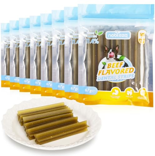 Nobleza Dental Sticks Hund, Kaustangen Hund mit Rindgeschmack，Daily Oral Care Zahnpflegesnack, Hundesnack zur Reduzierung von Zahnstein & Zahnbelag, Langes Kauen Effektiv, Kleine, 8er Pack (8 x 67 g)