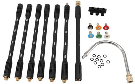 Rallonge pour Nettoyeur Haute Pression, connecteur 1/4 Pouce en Acier Inoxydable, Lance de Nettoyeur Haute Pression à Longueur Ajustable avec 6 Buses