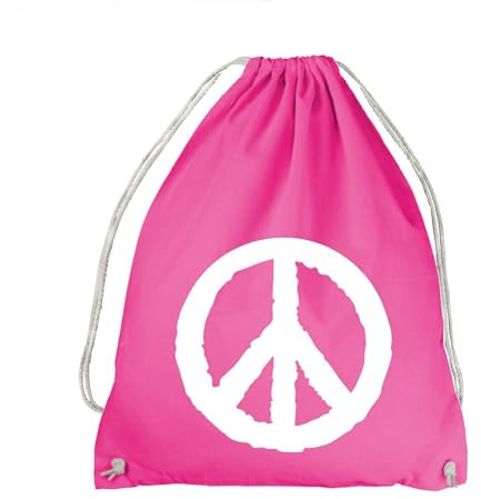 absenda Peace Turnbeutel - Hippie Frieden Summer Love Rock 60´s 70´s 69 Pink