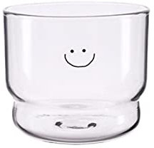 AQQWWER Wasserbecher Love/Smiley Wall Glass Cup Milk Coffee Drink Mug Tea Mugs Transparent Drinkware Mug (Color : Smiley)