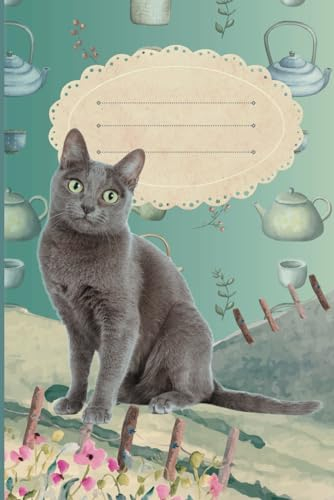 Cute Cat Tea Party | Daily Journal for Women, Lined Notebook: | 6 x 9, 110 pages Journaling Notebook for Girls | Green Vintage Aesthetic | ... Themed Diary with Teapots, Flowers, Plants