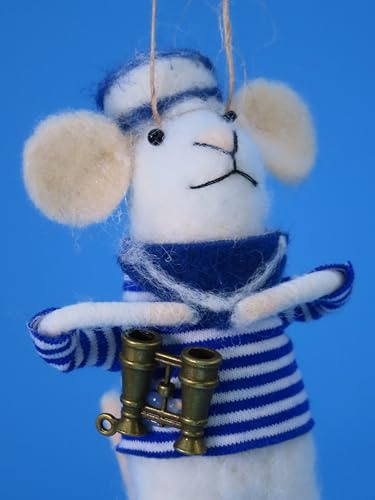 POMMERNTRAUM ® | Hängefigur Dekorationsfigur Filzmaus als Kleiner Matrose Maritime Matrosenmaus Filzmäuschen Mäuserich (Finn)