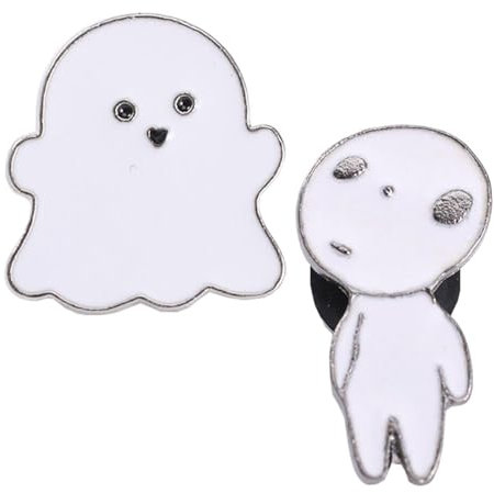 EHDWXVZM 2 Stück Cartoon-Geister-Pins, Prinzessin Mononoke-Brosche, Halloween-Brosche, Kinderbrosche, Lustige Dekorative Requisiten, Niedliches Metallabzeichen