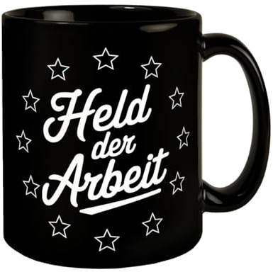 Held der Arbeit Tasse mit Sternen Schwarzer Hintergrund Weiße Stern-Grafiken Zentrale Design