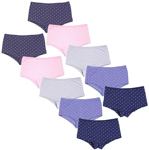 TupTam Unterhosen Mädchen 10er Pack – Bequeme Unterwäsche für Mädchen aus Baumwolle, Farbe: Shorts/Herzchen Jeansblau Rosa Dunkelblau Graphite Grau, Größe: 152-158