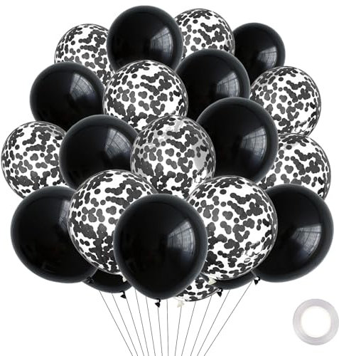 DazzJoy Luftballons Schwarz,30 Stk Metallic Schwarze Luftballons Geburtstag,Schwarz Konfetti Luftballons,Schwarze Ballons für Geburtstag,Hochzeit,Ruhestand,Halloween,Neujahr,Karneval Party Dekoration
