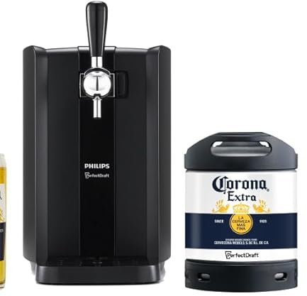 PerfectDraft Black Philips Machine Home Beer Cooler & Dispenser System HD HD3761/60 and Corona Extra Keg