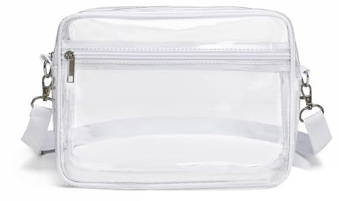 Durchsichtige Umhängetasche, PVC Transparente Tasche Damen Crossbody Schultertasche Wasserdichte Sling Bag mit Verstellbarem Gurt für Konzerte Sportveranstaltungen Shopping Reisen (schwarz)