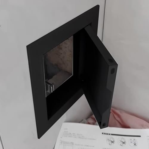 Trappe de Visite Panneau D'accès en Plaque de Plâtre Noir, Gris et Blanc, Plaque de Recouvrement Ouvrante, Boîtier D'accès Intérieur/extérieur Personnalisable pour Porte de Grenier(Black,55x55cm(22x22