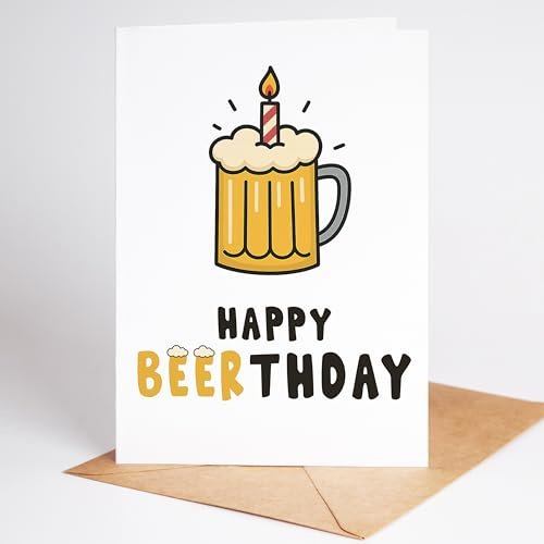 Lovely Cards - Happy Beerthday - lustige Geburtstagskarten für Frauen Männer - Mann Frau - Geburtstagskarte lustig - lustige Geburtstagsgeschenke - A6 (Klappkarte) 30. - 40. - 50. - 60.