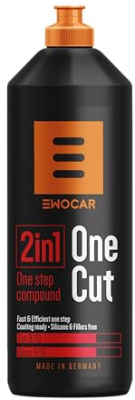 Ewocar One Cut Politur 1000ml – One Step Schleif- & Finish-Politur für P2000 Schleifspuren – Wasserbasiert, Silikonfrei, Für DA & Rotary Maschinen – Profi Glanz & Swirl Entfernung