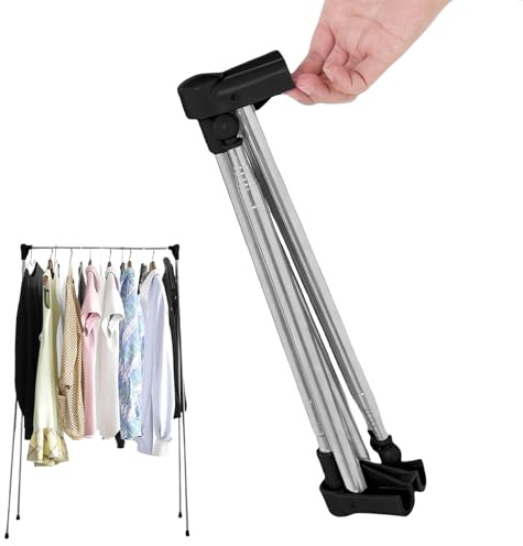 PRITOK Kleiderständer Klappbar Tragbarer: Edelstahl Verstellbarer Reise-Kleiderständer, 32-73cm Teleskop Wäscheständer für Reisen, Camping, Wandern, Wäsche zu Hause, Schwarza