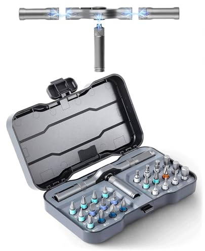 24 en 1 Tournevis de Precision Tournevis de Precision à Cliquet avec 24 Embouts Magnétiques Manche à Cliquet Détachable Multifonction Tournevi a Frapp pour Mobilier Vélo (1PCS)