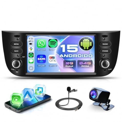 Motorsi 2+64GB Autoradio per Fiat Punto 10-16/Linea 12-15 con Wireless Carplay Android Auto, Bluetooth Car Stereo Schermo con GPS RDS/FM Radio SWC 5G WiFi USB +AHD/CVBS Telecamera Posteriore