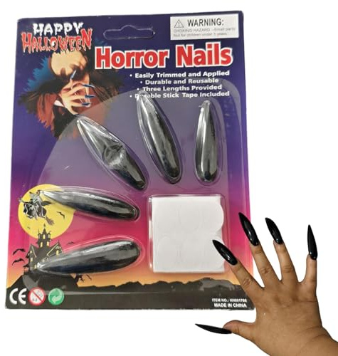 Halloween Press-On-Nägel 10 Stück Halloween Kostüm Accessoires | Lange Fake-Nägel im Horror-Stil Für Frauen und Mädchen, Feiertage, Geisterhaus, Maskerade, Bühnenauftritte,