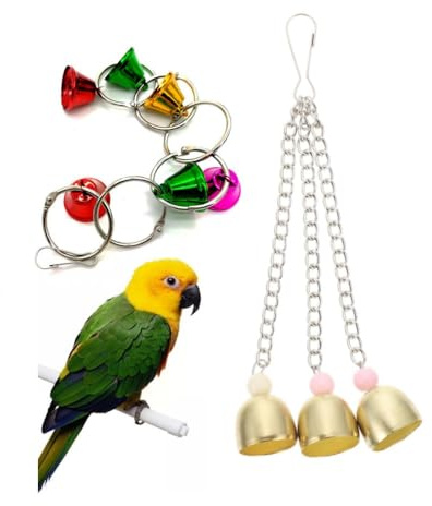 GYWHOOFT 1 Stück Bunten Ringer Glockenspiel und Vogelspielzeug Glocke für Wellensittiche und Papageien Strapazierfähige Sichere Hängedekoration für Vogelkäfige Multifunktionales Spielzeug