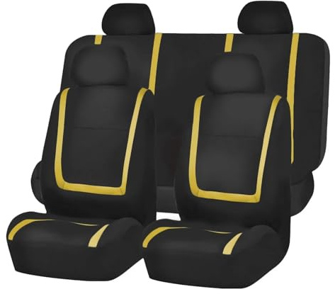 Sitzbezüge Auto Für VOLVO C30 C70 S40 S60 S80 S90 V40 V50 V60 XC40 XC60 XC70 XC90 Stoff-Autositzbezüge Autositzkissenbezug Auto Vordersitze(5Seats-Yellow)