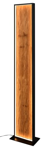 Trio Leuchten LED Stehleuchte Kalea 455510130, Metall Schwarz matt, Holz Kiefer, 35 Watt LED, 4-fach Fuß-Dimmer