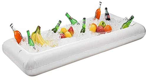 Ycauty Tragbarer Schwimmring mit Bierschale, wasserdicht, aufblasbar, für Pool-Party, Camping-134 x 65 x 13 cm