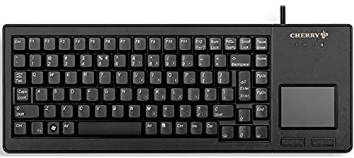 CHERRY G84-5500 XS, Kompakte Tastatur mit Touchpad, EU-Layout (QWERTY), Kabelgebunden (USB-A Anschluss), Mechanische CHERRY ML Switches, Schwarz