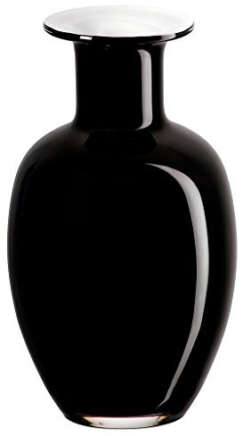 CRISTALICA Blumenvase Glas Vase Tischvase Tischdeko Hochzeitdeko Raumdekoration Aurora Schwarz Weiß 25 cm Glasvase