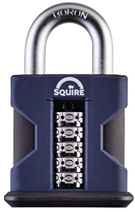 Henry Squire Stronghold 5 Wheel Open Shackle Combi Hardened Steel Padlock with Weather Cover