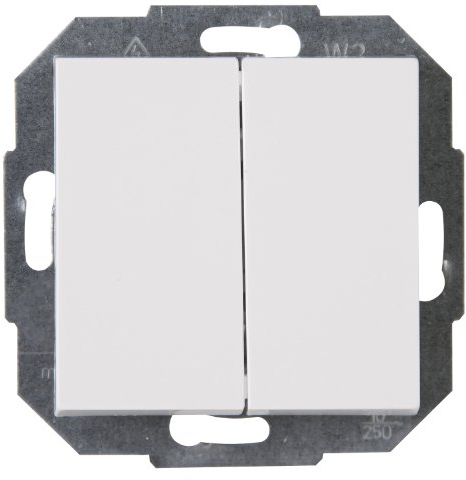 Kopp ATHENIS Serienschalter in Rein-Weiß - Hochwertiger Doppel-Lichtschalter mit 10AX Schaltvermögen - IP20 Schalter-Unterputz mit Wippe & Steckklemmen - Stilvoller Doppelschalter 250V~