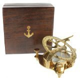 Nagina International 3,75 Messing Sonnenuhr Kompass mit nautischen Holzkiste