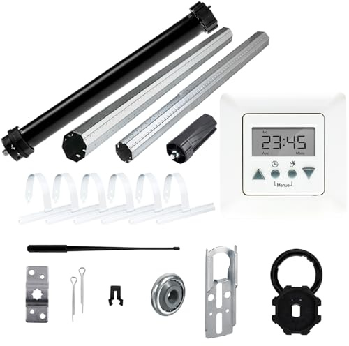 NOBILY Rolladen-Komplett-Set für 60mm (SW60) Achtkantwelle Maxi-Rolladenmotor P5 20/15-60, inkl. Time Control Zeitschaltuhr + Mechanik-Set, Gesamtlänge bis 2 Meter
