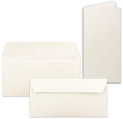 FarbenFroh by GUSTAV NEUSER 50x Faltkarten-Set mit Briefumschlägen DIN Lang in Naturweiß (Weiß) - 21 x 10,5 cm - Blank Klappkarten und Umschläge für Einladungen und Grüße zu Geburtstag und Hochzeit