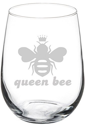 Wine Glass Goblet Queen Bee (17 oz Stemless)
