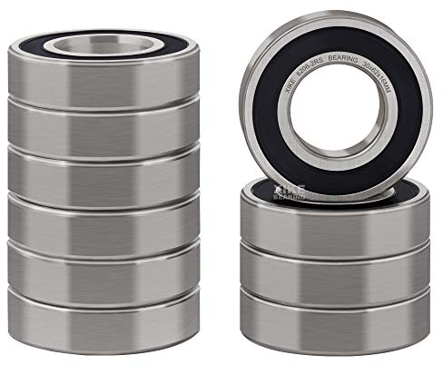 XiKe 6206-2RS Kugellager 30x62x16mm Chromstahl und Vorgeschmiert, 6206RS Rillenkugellager mit Gummi Doppeldichtung, 10er-Packung
