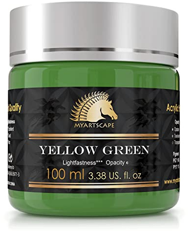 Myartscape Yellow Green Acrylic Paint - 100ml Bottle (3.38 fl oz) - Artist Quality - Lightfast - Heavy Body - Rich Pigment - Great Tinting Strength - Professional Painting Supplies