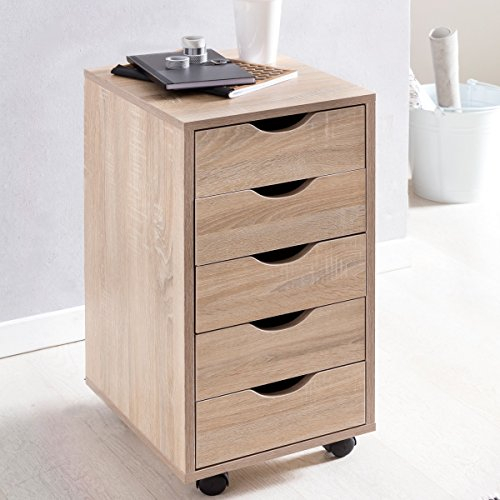 KADIMA DESIGN Rollcontainer 5 Schubladen sonoma Standcontainer Bürocontainer MDF Holz
