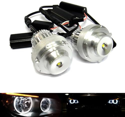 RZG 2x White LED Angel Eye Headlight Halo Ring Daytime Light DRL 20W Canbus Bulb For E60 E61 5 Series LCI