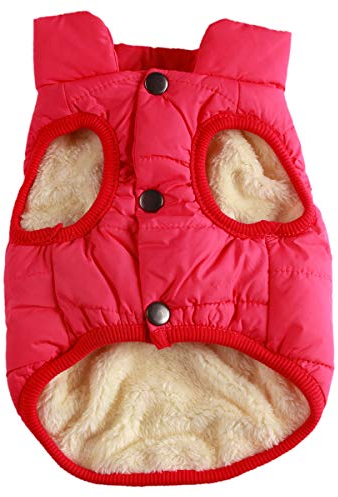 JoyDaog 2-lagige mit Fleece gefütterte Hundejacke, sehr warm für Winter und kaltes Wetter, extraweiche, winddichte Hundeweste,rose,xs