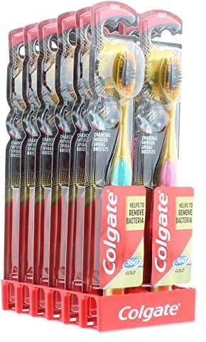 Colgate Zahnbürste 360 Charcoal Gold Soft CDU 12 Stück