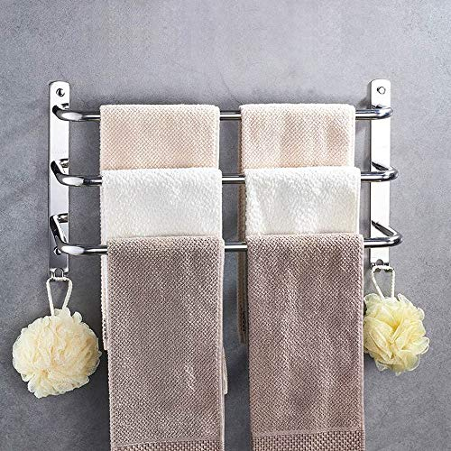HONPHIER® Porte Serviette Chromé étagère Serviette Porte-Serviettes en Acier Inoxydable étagère Serviette Salle de Bain Porte Serviettes Mural Environ 60CM