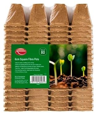 Pack Of 80 Square Fibre Pots Biodegradable Plant Pots 6cm Seed Plug Plants