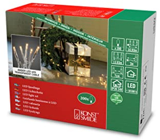 Konstsmide Micro LED Lichterkette, verschweißt, 200 bernsteinfarbene Dioden, 24V Innentrafo, transparentes Kabel - 6355-823