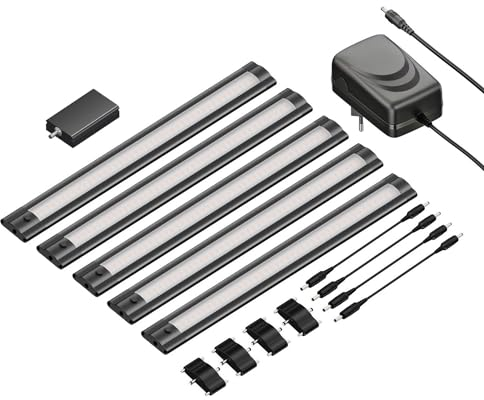ledscom.de Smarte LED Unterbau-Leuchte SIRIS schwarz matt, WLAN-Controller flach, Smart-Home, Alexa-fähig, je 30cm, je 370lm, weiß, 5er Set