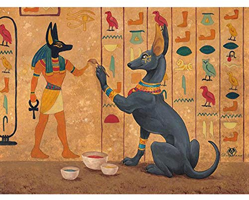 YSCOLOR Diamant Painting Hobby Und Handwerk 5D Voller Runder Diamant, Der Ägyptische Fresken Anubis Dekorativen Diamant-Stickerei-Mosaik-Kreuzstich Malt 30X40Cm