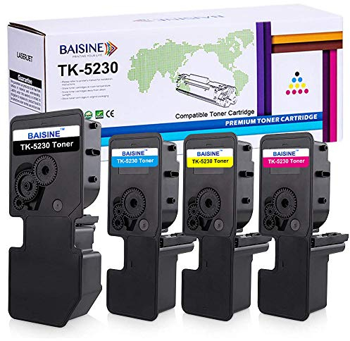 BAISINE 4-Pack Ecosys P5021cdw Toner Kompatibel Kyocera TK-5230 TK5230 Toner-Kartusche TK-5230K TK-5230C TK-5230Y TK-5230M 1t02r9bnl0 für ECOSYS M5521cdn M5521cdw P5021cdn P5021cdw