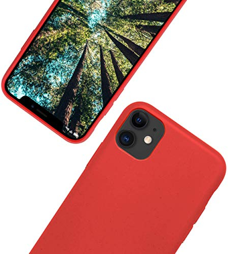 eplanita Eco Mobile Phone Case for iPhone 11, Plant Fibre, Drop Protection Cover, Durable and Sustainable (Red, for iPhone 11)